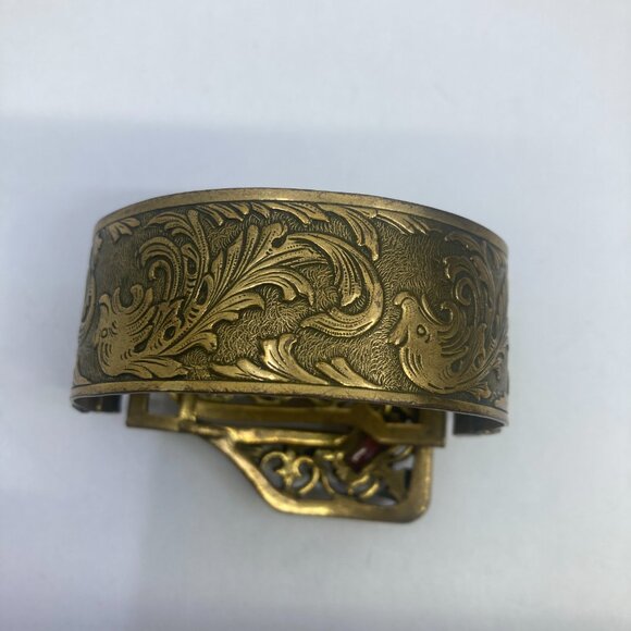 Vtg SELRO SELINI ? belt gold tone chunky statement piece cuff bracelet - Picture 4 of 7